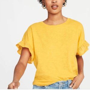 Old Navy Mustard Yellow Flutter Sleeve Top